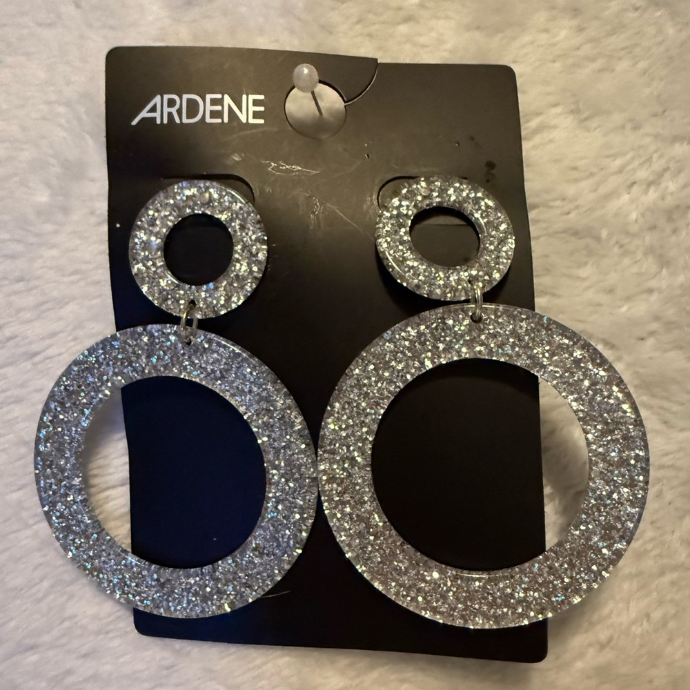 Silver Glitter Hoop Earrings